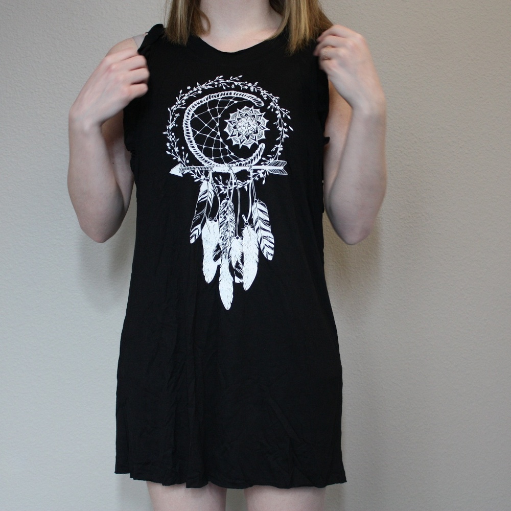 Last 1 XL!Boho Pink Dreamcatcher Ruffle Tank Tunic - Picture 7 of 7